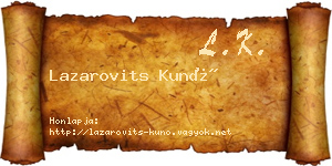 Lazarovits Kunó névjegykártya